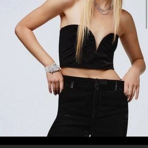 NWT ZARA deep v velvet top